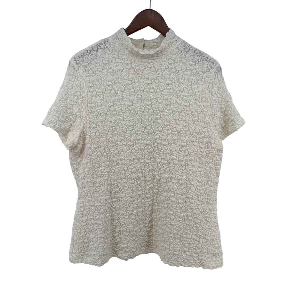 Tribal‎ Floral Lace Mock Neck Top XL